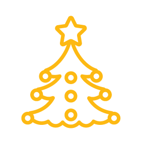 Yellow outline of Christmas Tree