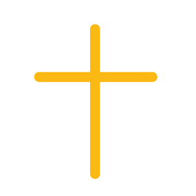 Yellow outline of a cross