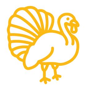 Yellow outline of a turkey